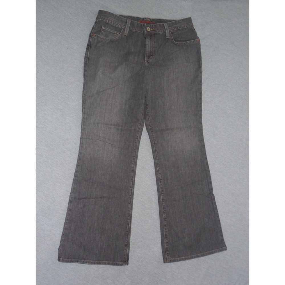 Eddie Bauer Jeans Women Sz 10 P Denim Shaped Fit Straight Leg Charcoal Gray Work